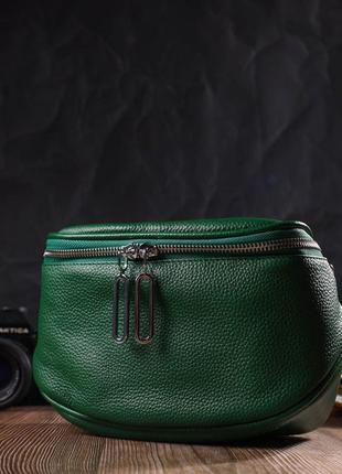 Модна жіноча сумка через плече з натуральної шкіри 22124 vintage зелена6 фото