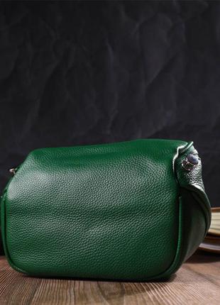 Модна жіноча сумка через плече з натуральної шкіри 22124 vintage зелена7 фото