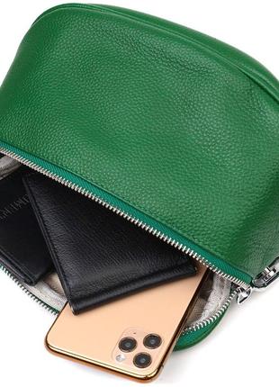 Модна жіноча сумка через плече з натуральної шкіри 22124 vintage зелена5 фото