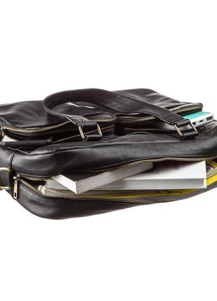 Мужская кожаная деловая сумка-портфель для ноутбука shvigel 19108 черная3 фото