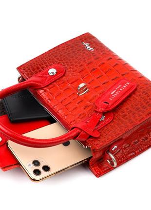 Яркая маленькая женская сумка karya 20893 кожаная красный7 фото
