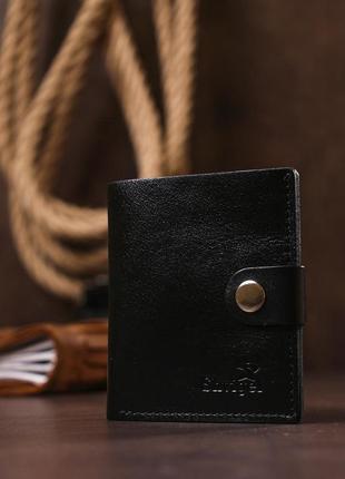 Мужское глянцевое кожаное портмоне shvigel 16481 черный6 фото