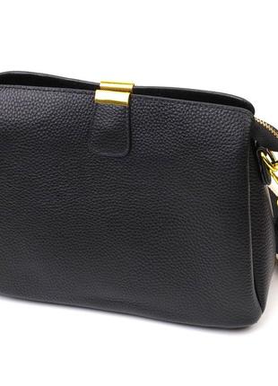 Женская красивая сумка на три отделения из натуральной кожи 22107 vintage черная2 фото