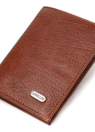 Цікавий компактний гаманець для чоловіків із натуральної шкіри флотар canpellini 21874 коричневий