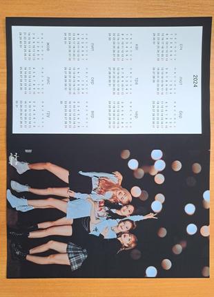 Листовой календарь-постер black pink блэк пинк а3 на 2025 год