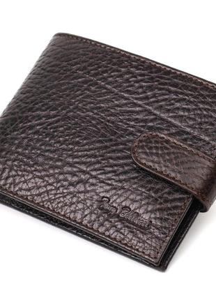 Зручний чоловічий гаманець горизонтального формату з натуральної шкіри tony bellucci 22016 коричневий