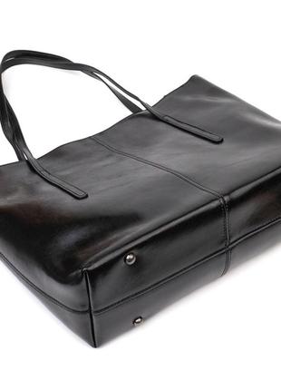 Функциональная сумка шоппер из натуральной кожи 22095 vintage черная3 фото