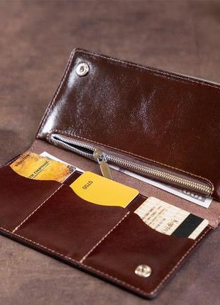 Бумажник мужской вертикальный на двух кнопках shvigel 16193 коричневый8 фото
