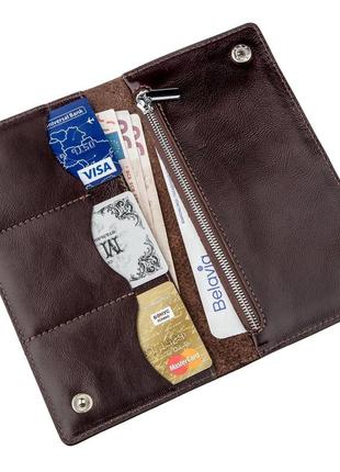 Бумажник мужской вертикальный на двух кнопках shvigel 16193 коричневый3 фото