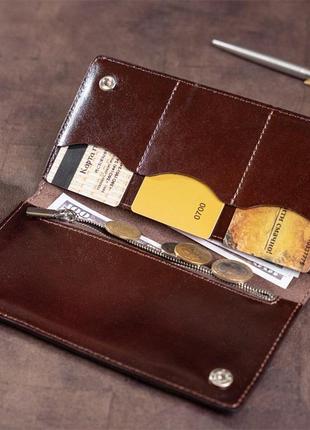Бумажник мужской вертикальный на двух кнопках shvigel 16193 коричневый10 фото