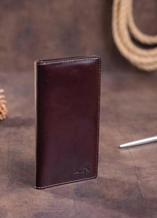 Бумажник мужской вертикальный на двух кнопках shvigel 16193 коричневый6 фото