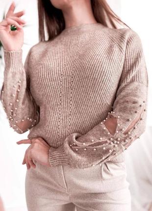 Женский свитер с кружевом, 42-46