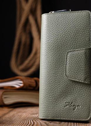 Незвичайний вертикальний жіночий гаманець із натуральної шкіри karya 21156 бірюзовий7 фото