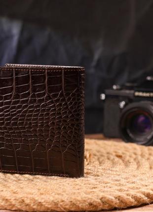 Компактное мужское портмоне из натуральной фактурной кожи canpellini 21496 коричневое7 фото