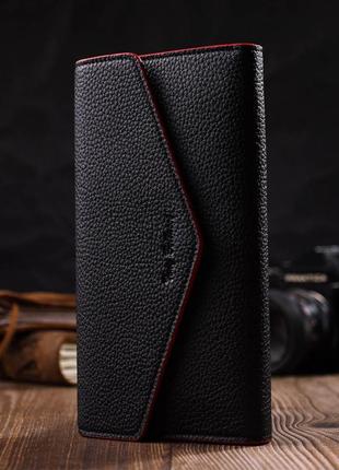 Комбинированное женское вместительное портмоне из натуральной кожи tony bellucci 21973 черный6 фото