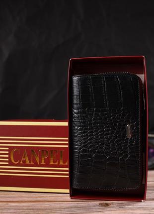 Стильное женское портмоне среднего размера из натуральной кожи с тиснением под крокодила canpellini 219118 фото