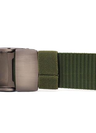 Крепкий мужской ремень с металлической пряжкой из текстиля 20595 vintage зеленый4 фото