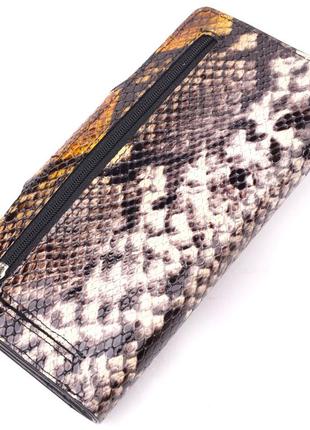 Необычное женское портмоне из натуральной фактурной кожи под змею karya 21004 разноцветный2 фото