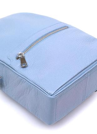Городской небольшой женский рюкзак из натуральной кожи shvigel голубой кожаный зернистый 163032 фото
