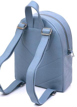 Городской небольшой женский рюкзак из натуральной кожи shvigel голубой кожаный зернистый 163033 фото