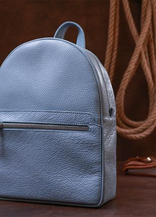 Городской небольшой женский рюкзак из натуральной кожи shvigel голубой кожаный зернистый 163037 фото