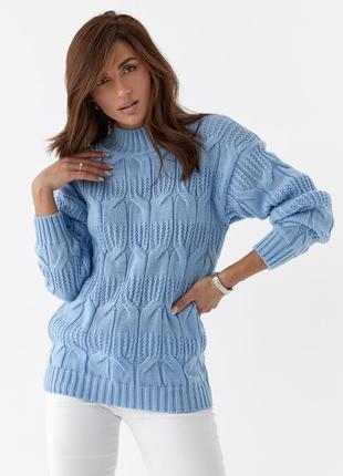 Вязаный женский свитер воротник стойка универсальный размер 44-52 фрез8 фото
