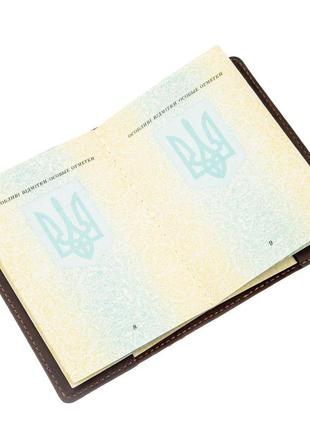 Обкладинка на паспорт shvigel 13954 шкіряна матова коричнева3 фото