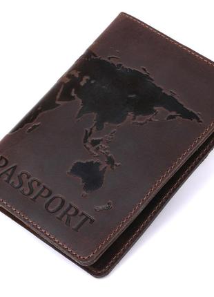 Обкладинка на паспорт shvigel 13954 шкіряна матова коричнева4 фото