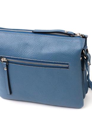 Небольшая женская сумка на плечо karya 20891 кожаная голубой2 фото