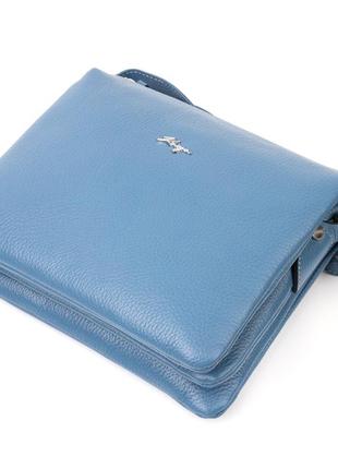 Небольшая женская сумка на плечо karya 20891 кожаная голубой3 фото