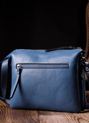 Небольшая женская сумка на плечо karya 20891 кожаная голубой10 фото