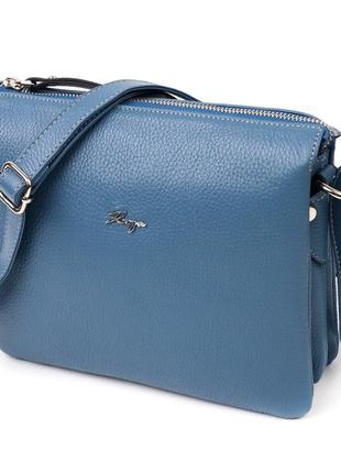 Небольшая женская сумка на плечо karya 20891 кожаная голубой1 фото