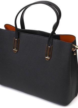 Стильная сумка для деловой женщины из натуральной кожи 22085 vintage черная2 фото