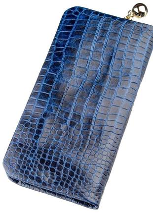 Кошелек женский кожаный с тиснением под экзотику guxilai 18963 синий3 фото