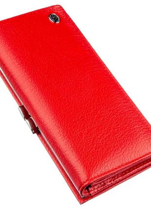 Жіночий гаманець із монетницею на клямці st leather 18957 червоний1 фото