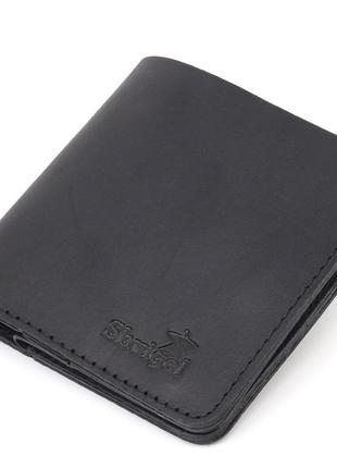Матовое мужское портмоне из натуральной кожи shvigel 16600 черный1 фото