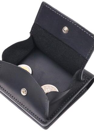 Кожаный мужской кошелек с монетницей украина grande pelle 16742 черный3 фото