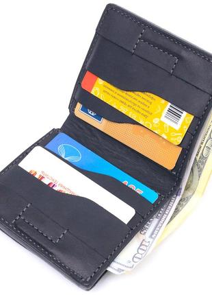 Кожаный мужской кошелек с монетницей украина grande pelle 16742 черный5 фото