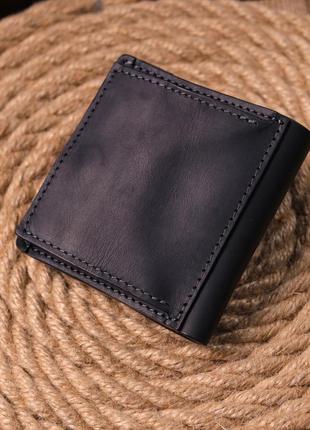 Кожаный мужской кошелек с монетницей украина grande pelle 16742 черный7 фото