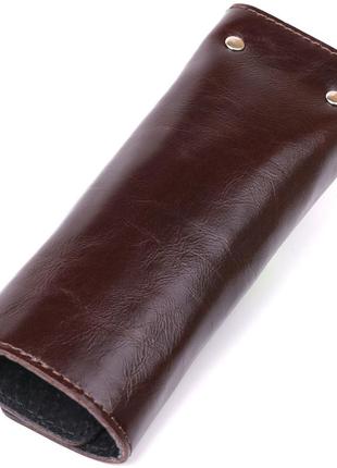 Зручна шкіряна ключниця shvigel 16534 коричневий2 фото