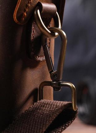 Компактна чоловіча сумка з натуральної вінтажної шкіри 21295 vintage коричнева8 фото