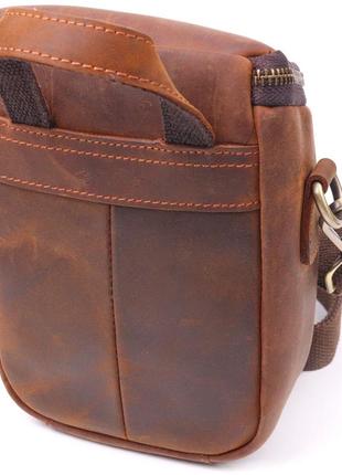 Компактна чоловіча сумка з натуральної вінтажної шкіри 21295 vintage коричнева2 фото