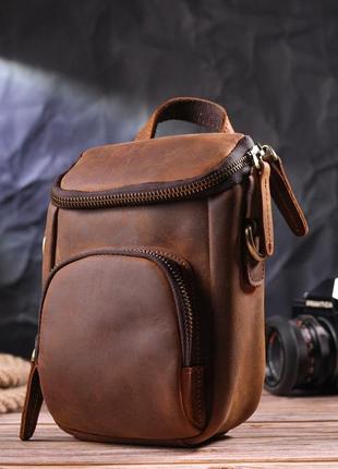 Компактна чоловіча сумка з натуральної вінтажної шкіри 21295 vintage коричнева6 фото