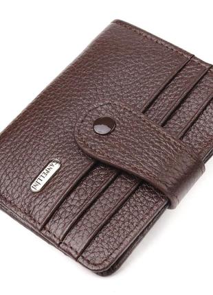 Компактний гаманець для чоловіків із натуральної зернистої шкіри canpellini 21686 коричневий