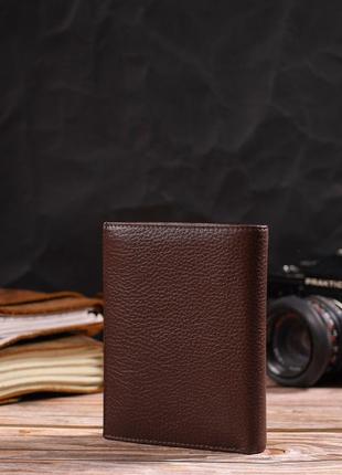 Мужской современный кошелек вертикального формата из натуральной кожи canpellini 21756 коричневый7 фото