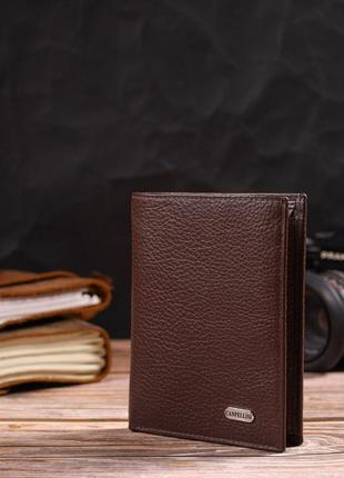 Мужской современный кошелек вертикального формата из натуральной кожи canpellini 21756 коричневый6 фото