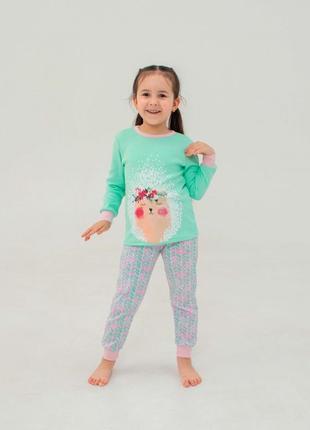Детская пижама | 100% хлопок | демисезон | 92, 98,110, 116 | очень приятная к телу для дівчинки smil 104522 ментол