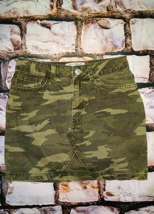 Джинсовая юбка 11 лет new look камуфляж камуфляжная