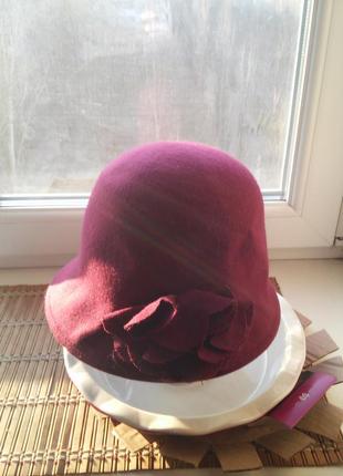 Брендовая сливовая шерстяная шляпка от dunnes4 фото