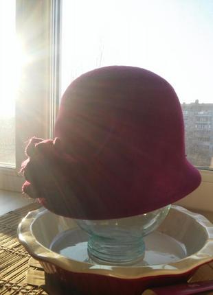 Брендовая сливовая шерстяная шляпка от dunnes6 фото